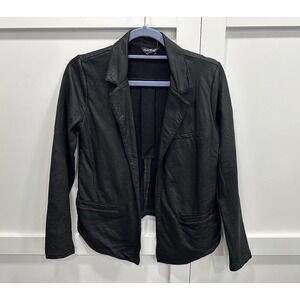 Lucky Brand Jacket Y2K Women‎ S Black Open Front Split Back 100% Cotton EUC